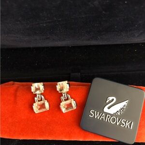 Swarovski Silver Toned Crystal Post Earrings